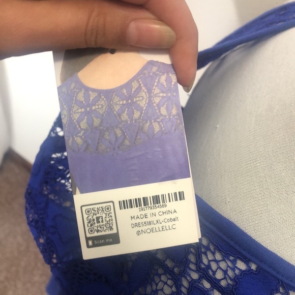 NWT Simply Noelle blue lace shift pocketed midi dress size large - Picture 11 of 15